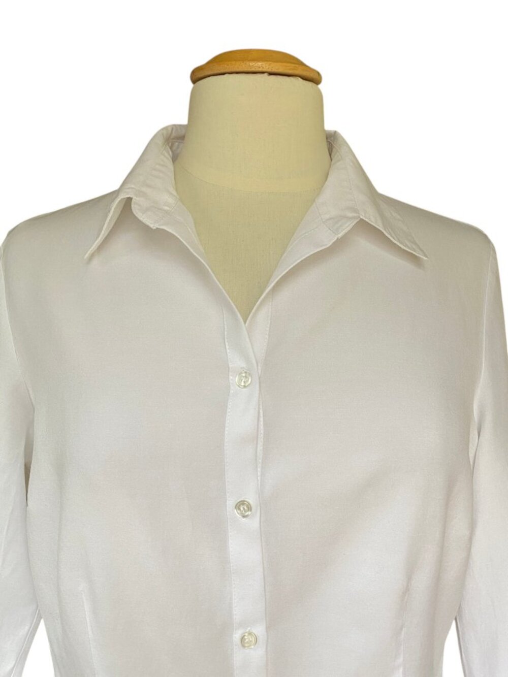 Fred David Button Down Tailored Shirt White ¾ Sleeve Minimalist Office Capsule-M - Picture 2 of 9